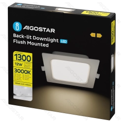 LED Down lights Direct-lit Square Flush mounted 12W 3000K Color box