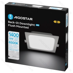 LED Down lights Direct-lit Square Flush mounted 12W 6500K Color box