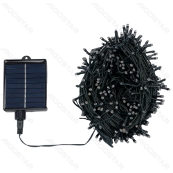 String Lights Solar Flat string lights Linear Dark green cable White light 2M+50M 500LED 10cm spacing 8 functions memory OFF IP65