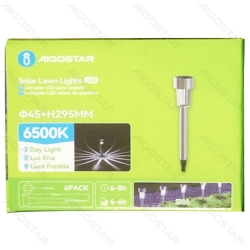Lampa solarna do trawnika stal nierdzewna 6500K 6 szt. proste klosze