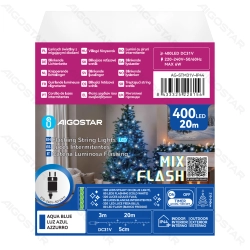 String Lights Low voltage Flat string lights Linear Dark green cable Blue light 3M+20M 400LED 5cm sp