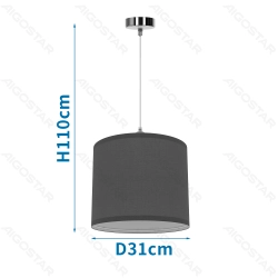 Pendant light Fabric lampshade cloth Grey E27 Without bulb