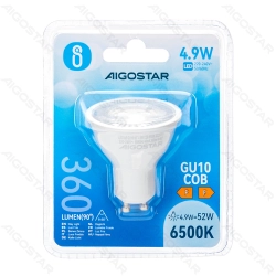Żarówki LED GU10 4,9W 6500K COB blister