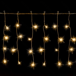 String Lights Low voltage Connectable Flat string lights Icicle flush Transparent cable Warm light 3M+5M*0.4M 200LED 10cm spacing 50 strips Constant On, Timer Auto OFF, Flashing IP44