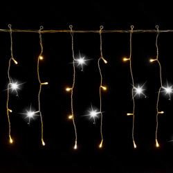 String Lights Low voltage Connectable Flat string lights Icicle flush Transparent cable Warm light 3M+5M*0.4M 200LED 10cm spacing 50 strips Constant On, Timer Auto OFF, Flashing IP44