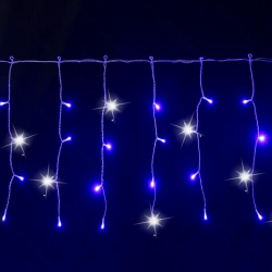 String Lights Low voltage Connectable Flat string lights Icicle flush Transparent cable Blue light 3M+5M*0.4M 200LED 10cm spacing 50 strips Constant On, Timer Auto OFF, Flashing IP44