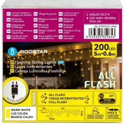String Lights Low voltage Connectable Flat string lights Icicle wave Transparent cable Warm light 3M