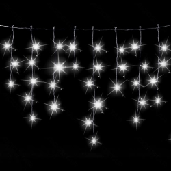 String Lights Low voltage Connectable Flat string lights Icicle wave Transparent cable White light 3M+5M*0.6M 200LED 10cm spacing 50 strips Constant On, Timer Auto OFF, Flashing IP44