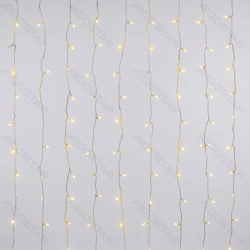 String Lights Battery 3AA Flat string lights Curtain Transparent cable Warm light 3M+1.2*1.2M 156LED 10cm spacing 8-Func