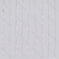 String Lights Battery 3AA Flat string lights Curtain Transparent cable White light 3M+1.5*1.2M 192LED 10cm spacing 8-Fun