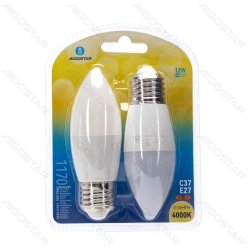 LED Bulbs C37 E27 12W 4000K 2 pcs in Blister Pack