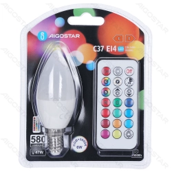 Żarówki LED C37 E14 6W RGB 1 szt. blister
