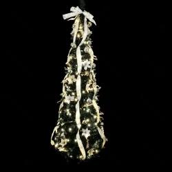 Christmas tree Low voltage Foldable Christmas tree White gold decorations White light Dark green cable 3M+H180CM 8 functions memory timer OFF IP44