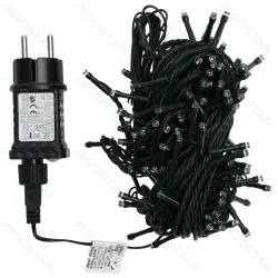 Sznur 15 m 150 LED zimnych lampek choinkowych IP44 z zasilaczem do dekoracji zewnętrznych