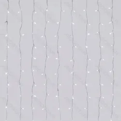 String Lights Low voltage Flat string lights Curtain Transparent cable White light 3M+3*1.2M 372LED 10cm spacing 8 functions memory timer OFF IP44