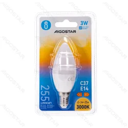 Żarówka LED świeczka E14 3W 2700K 255LM mleczna energooszczędna do salonu