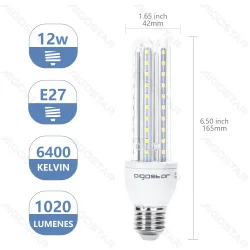 Żarówka LED 12W E27 1180lm zimna 6500K w kształcie U energooszczędna do biura