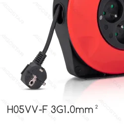 Przedłużacz bębnowy 15 m 4 gniazda 3G 1,0 mm² czarny o dużej mocy 2300W