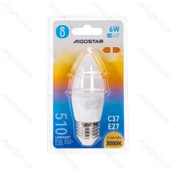 Żarówka LED C37 E27 6W 510lm ciepła do salonu energooszczędna
