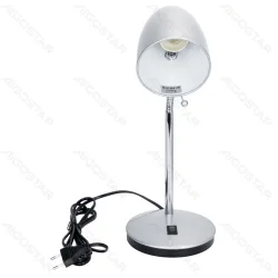 Lampa biurkowa srebrna na trzonek E27 idealna do przytulnego klimatu