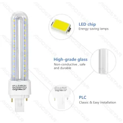 Świetlówka tuba LED PLC 2U 12W biała zimna 6500K energooszczędna do biura