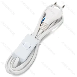 Kabel biały 1,5 m z przełącznikiem 2x0,75 m praktyczny i wygodny