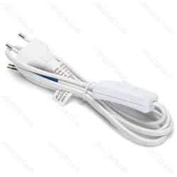 Kabel biały 1,5 m z przełącznikiem 2x0,75 m praktyczny i wygodny