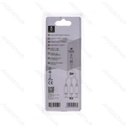 Kabel audio 3,5 mm męski na 3RCA 3 m czarny praktyczny do domu i biura