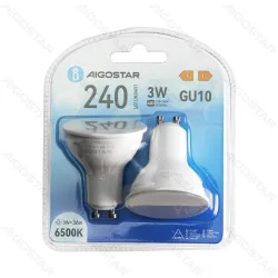 Zestaw 2 żarówek LED GU10 3W 6500K 240lm zimne światło do biura