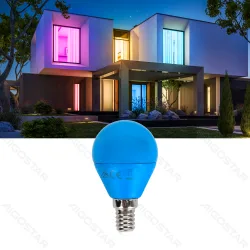 Żarówka LED G45 E14 4W niebieska w blistrze 1 sztuka do dekoracji