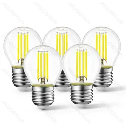 Żarówka LED Filament G45 E27 4W 470lm zimna do biura energooszczędna - żółte filamenty pionowe g45 e27