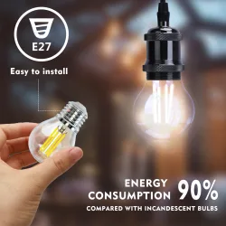 Żarówka LED Filament G45 E27 4W 470lm zimna do biura energooszczędna - żółte filamenty pionowe g45 e27
