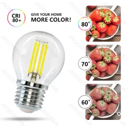 Żarówka LED Filament G45 E27 4W 470lm zimna do biura energooszczędna - żółte filamenty pionowe g45 e27