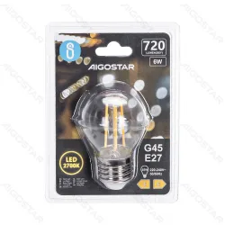 Żarówka LED Filament G45 E27 6W 720lm ciepła do salonu energooszczędna