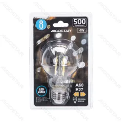 Żarówka LED Filament A60 E27 4W 500lm zimna do biura energooszczędna