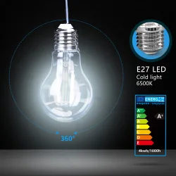 Żarówka LED Filament A60 E27 4W 500lm zimna do biura energooszczędna