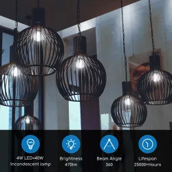 Żarówka LED Filament A60 E27 4W 500lm zimna do biura energooszczędna