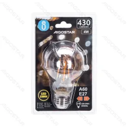 Żarówka LED Filament Bursztynowa A60 E27 4W ciepła do salonu energiooszczędna