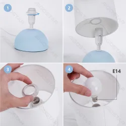 Ceramiczna lampa stołowa z trzonkiem E14 do przytulnego wnętrza - jasnoniebieska ceramiczna podstawa z fakturą