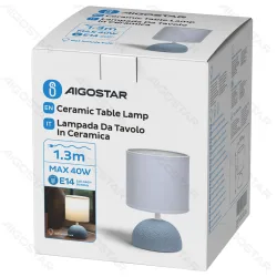 Ceramiczna lampa stołowa z trzonkiem E14 do przytulnego wnętrza - jasnoniebieska ceramiczna podstawa z fakturą