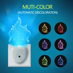 Lampka nocna LED RGB 30lm w kształcie płomienia z czujnikiem zmierzchu dla przytulnego klimatu