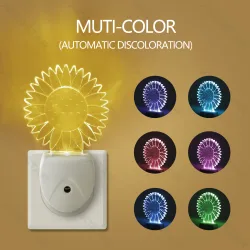 Lampka nocna LED RGB Aigostar 273231415 z czujnikiem zmierzchu do gniazdka praktyczna i kolorowa