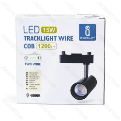Dwuprzewodowy reflektor LED szynowy 15W 4000K 1700LM do kuchni - matowa czarna obudowa reflektora