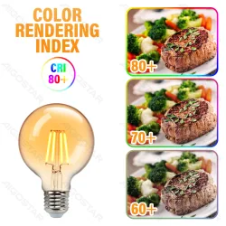 Żarówka LED Filament Bursztynowa G80 E27 6W 2200K 600lm energooszczędna do salonu