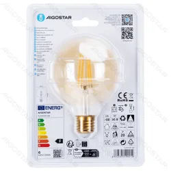 Żarówka LED Filament Bursztynowa G95 E27 6W 600lm ciepła do salonu energiooszczędna