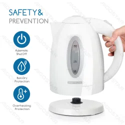 Aigostar biały czajnik elektryczny 2200W 1,7L BPA Free praktyczny i bezpieczny