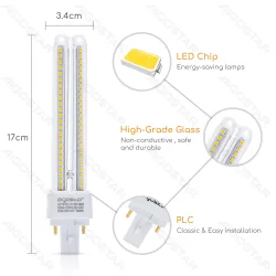 Świetlówka LED PLC 2U 15W biała neutralna 4000K energooszczędna do biura