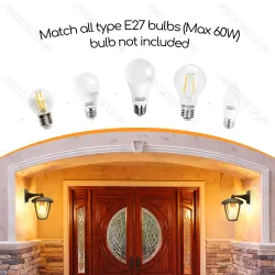 Lampa ścienna vintage czarna z gwintem E27 do przytulnego wnętrza - czarna lampa z przezroczystym kloszem i daszkiem