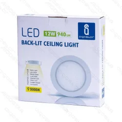 Panel Downlight natynkowy LED 12W E6 1300lm ciepły do salonu