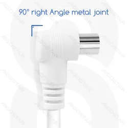 Kabel antenowy Aigostar 3 m biały kąt prosty dla wygodnego podłączenia